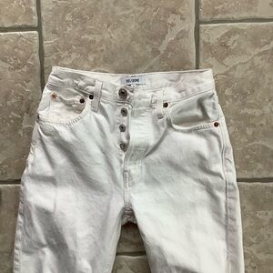 Re/Done high rise button-fly destroyed white jeans size 25